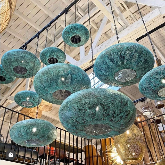 Verdigris Contemporary Copper Utan Pendant Light Small For Sale - Image 8 of 11