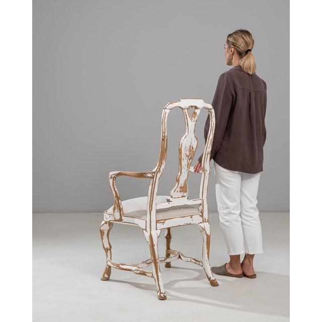 20th Century Swedish Rococo Revival Wood Patinated Dining Chair For Sale - Image 4 of 18