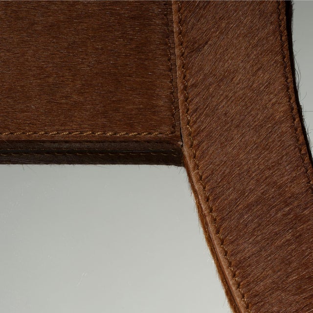Jamie Young Keystone Mirror, Saddle Hide For Sale - Image 4 of 7