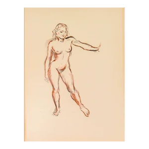 Standing Nude 1949 Sanguine Lithograph,Achille-Émile Othon Friesz