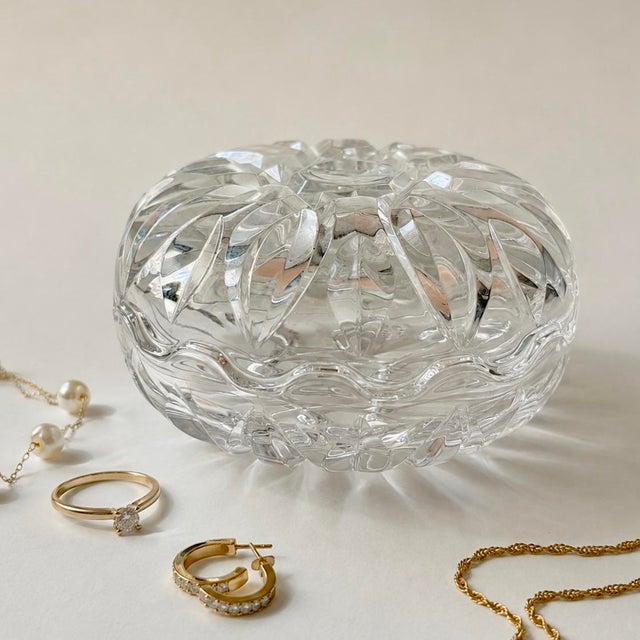 Vintage Lead Crystal Trinket Box by RCR Royal Crystal Rock, Italy | Covered Jewelry Dish For Sale - Image 4 of 8