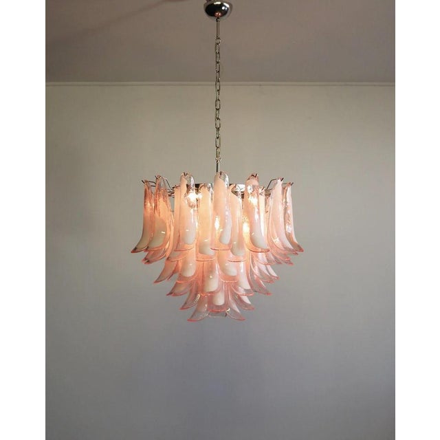 Flamingo Italian Pink Petal Chandeliers, Murano, 1995, Set of 2 For Sale - Image 11 of 14