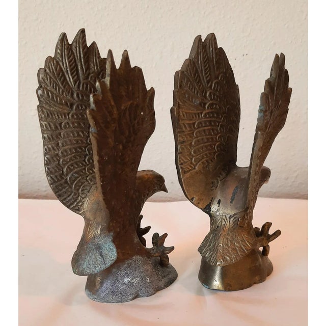 1960s Vintage Brass Eagle Bird Bookends Usa America For Sale - Image 5 of 12