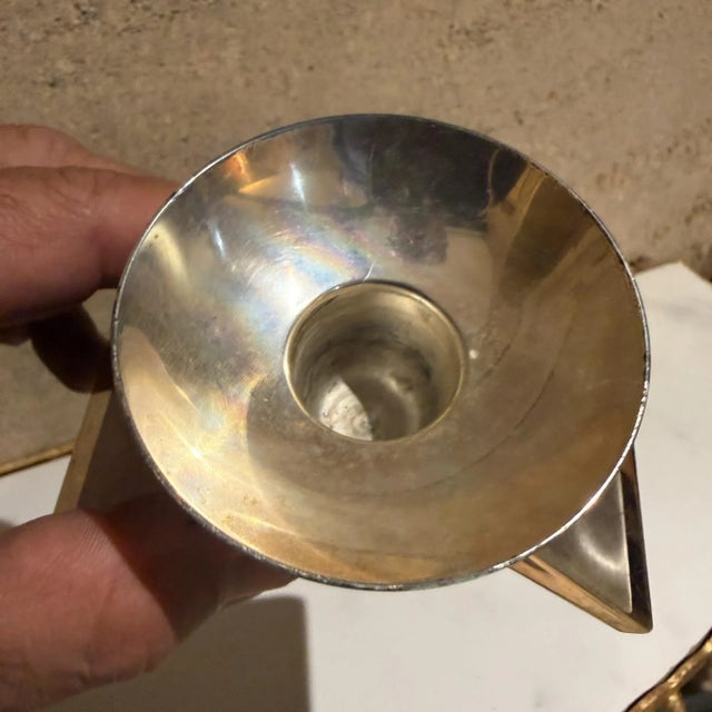 Silver Pair Vintage Mid Century WMF Ikora Silver-Plated Candlesticks For Sale - Image 8 of 17