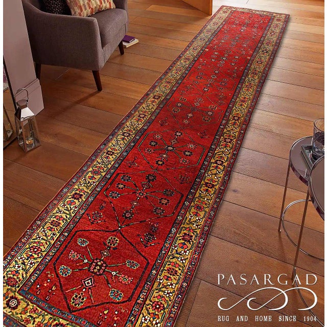 Traditional Pasargad DC Rust Persian Antique Bidjar Runner For Sale - Image 3 of 4