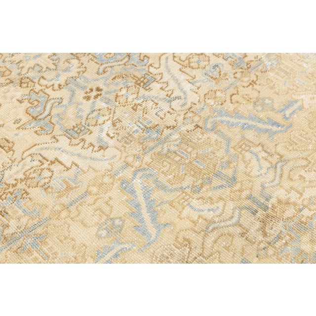 Vintage Hand-Knotted Oushak Wool Rug With Soft Blue Accent & Muted Neutral Tones For Sale - Image 4 of 8