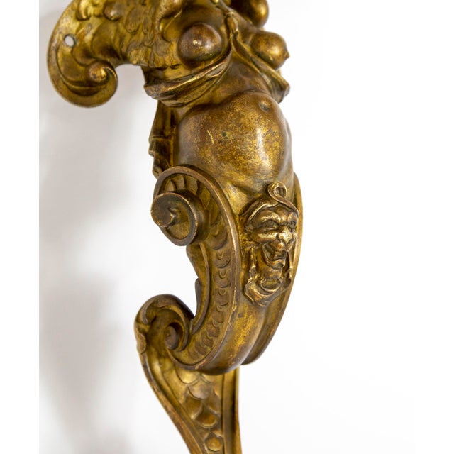 Large Early 19th Century Empire Bronze 4-Light Melusina Sconces -Pair For Sale - Image 4 of 12