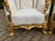 1950s Artisan Louis XVI Gold Wood Leather Bergères-Pair For Sale - Image 4 of 9