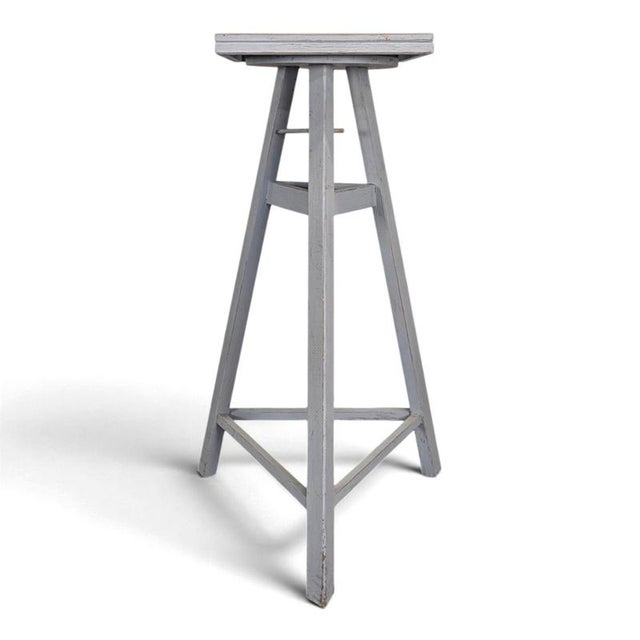 Tripod Sculptor's Stand in Grey Painted Wood with Rotating Top For Sale - Image 6 of 6