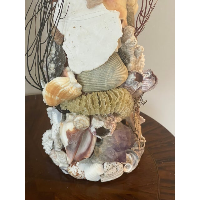 Antique Grotto Sea Shell Candlesticks With Antique Bahamas Conch Shells For Sale In Miami - Image 6 of 9
