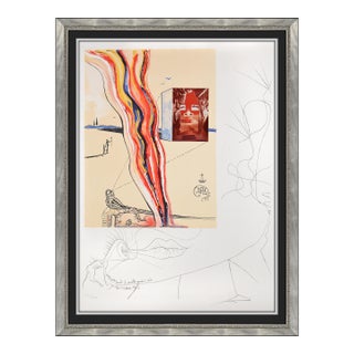 1975 Liquid and Gaseous Television Surrealism Red Lithograph With Collage Salvador Dalí For Sale