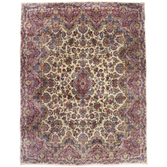 Antique Persian Kerman Rug, 12'01 X 15'11 For Sale - Image 9 of 9