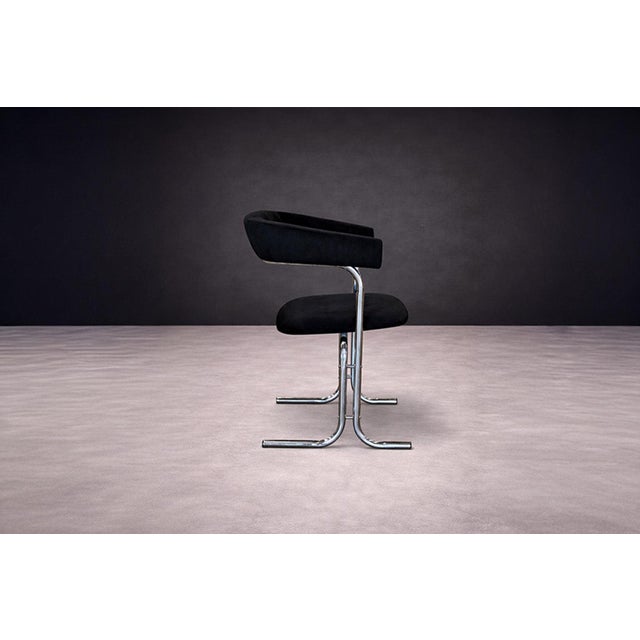 Set of Five Armchairs in Chrome and Black Fabric, Pozza Moveis, 1960s - Lot 165A For Sale - Image 10 of 17