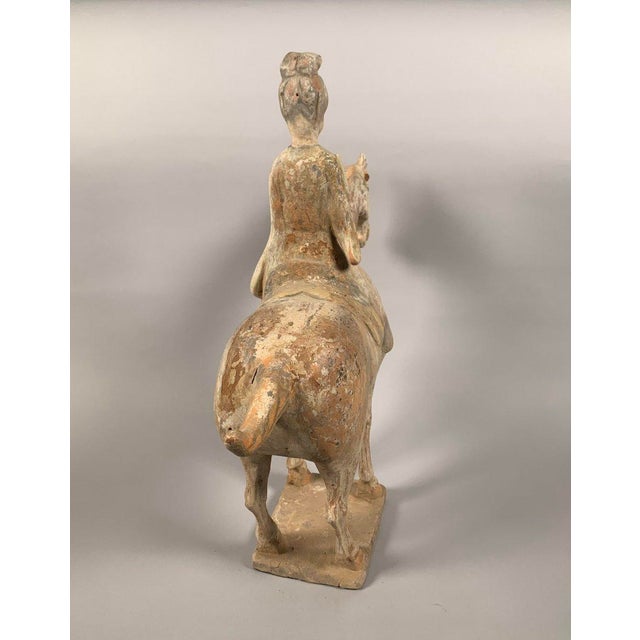 Terracotta Sculpture of a Horseman, Han Dynasty, 206 BC - 220 AD, Mingqi, China For Sale - Image 6 of 12