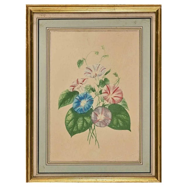 Edouard Maubert, Victorian Bouquet, Etching, 19th Century For Sale
