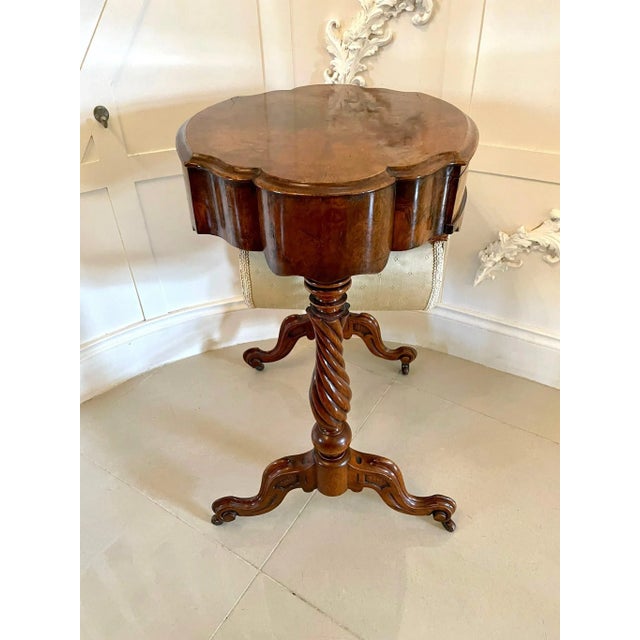 Antique Victorian Burr Walnut Work Table For Sale - Image 10 of 18