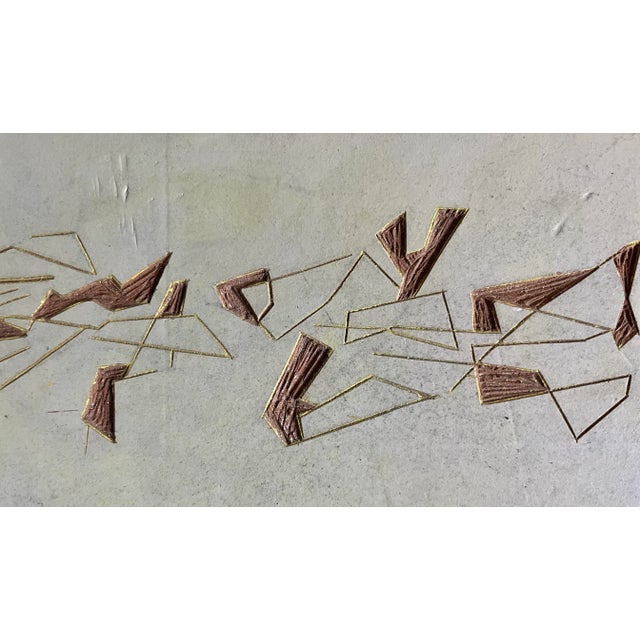 Mid-Century Modern Mid Century Abstract Linocut Block Whimsical 1960s For Sale - Image 3 of 8