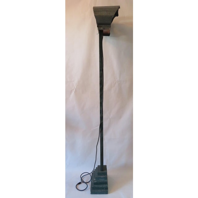 1980s Wood & Metal Ziggurat Floor Lamp For Sale - Image 5 of 8