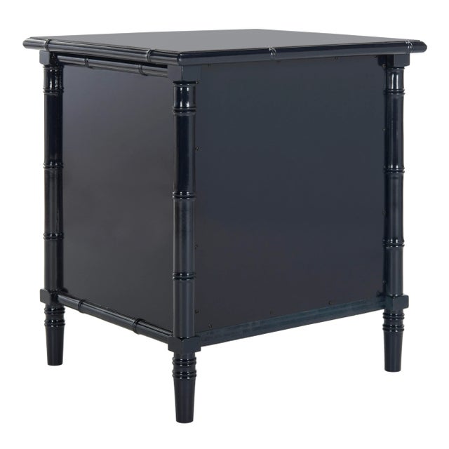 Modern Coastal 3 Drawer 25" H Bamboo Nightstand, Navy For Sale - Image 4 of 9