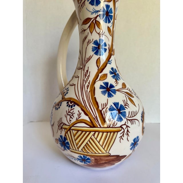 Vintage Spanish Hand-Painted Ceramic Pitcher For Sale - Image 4 of 12