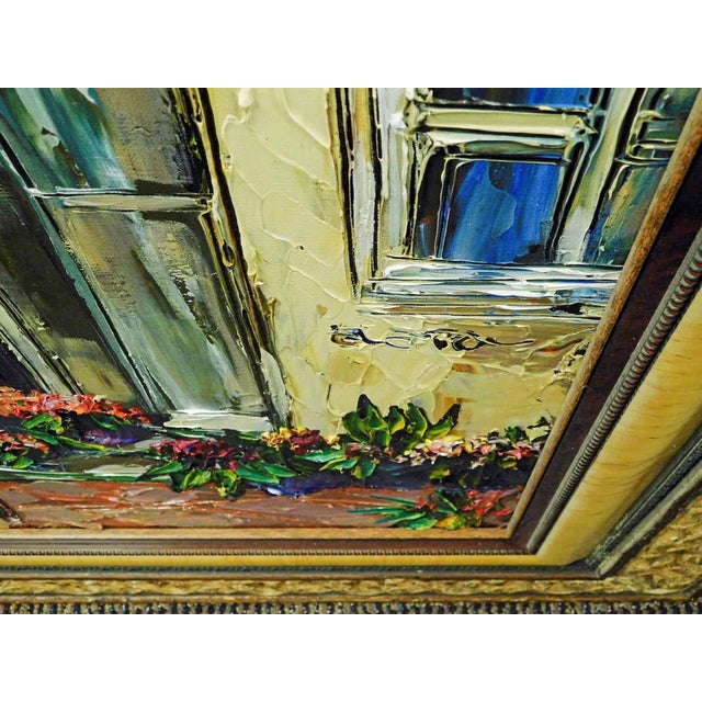 Impressionist Maya Eventov "A Patio Scape" Framed Original Acrylic Flowers Hand Signed 681806 For Sale - Image 3 of 11
