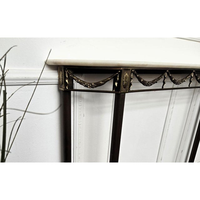 Mid-Century Modern Italian Brass Console Table with White Marble Top, 1950s For Sale - Image 9 of 11