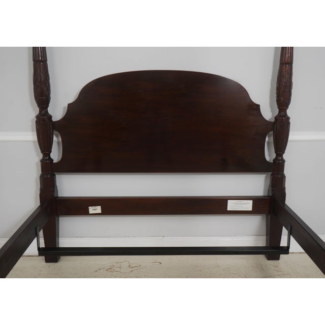 Traditional Stickley Rice Carved Mahogany Queen Size 4 Post Bed For Sale - Image 3 of 18