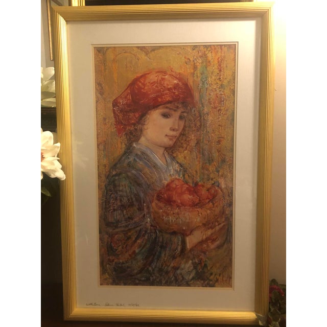 Vintage 1980s Framed Edna Hibel "Angelina" Signed Limited Edition Lithograph Art Print For Sale - Image 12 of 13