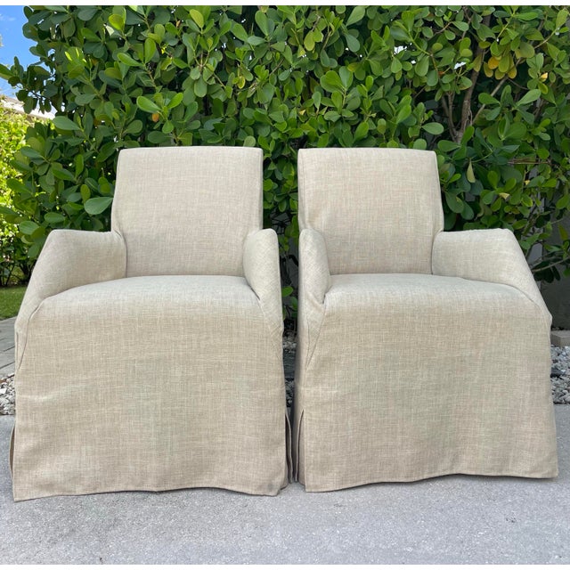 Eggshell Lexington Artistica Fiona Slipcovered Upholstered Arm Chairs – Pair For Sale - Image 8 of 10