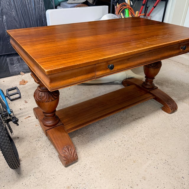 19th Century Oak Library Table For Sale In Washington DC - Image 6 of 10