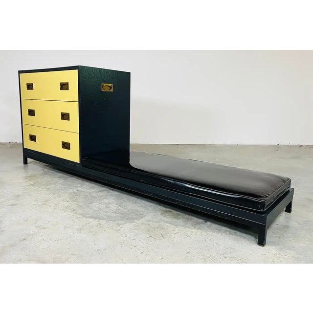 Black Renzo Rutili Style Yellow and Black Campaign Chest of Drawers With Low Bench For Sale - Image 8 of 10