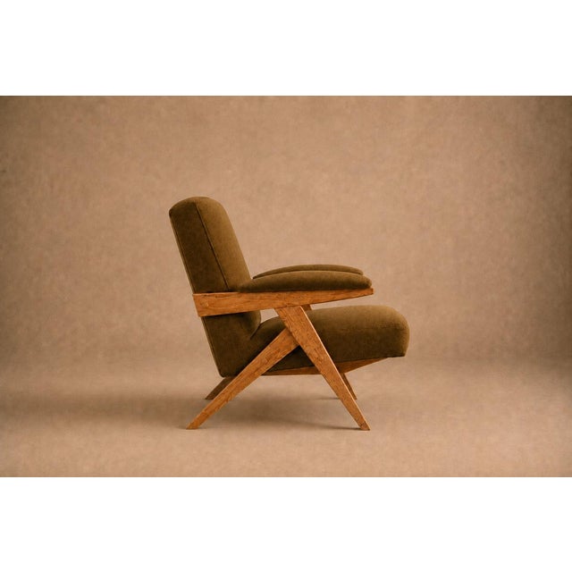 José Zanine Caldas Pair of Brazilian Modern Armchairs in Pau Marfim & Olive Mohair, Brazil, 1950s For Sale - Image 18 of 18