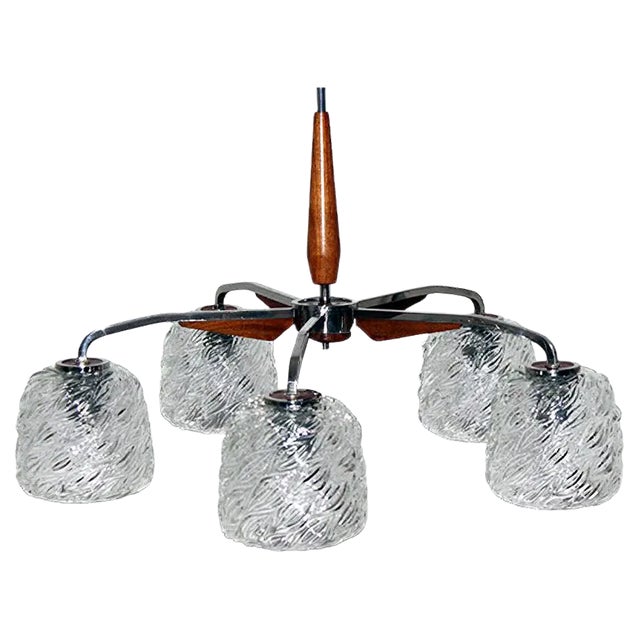 Five-Arm Chandelier from Rupert Nikoll, 1960s For Sale