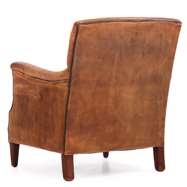 1960s Dutch Art Deco Style Leather Club Chair. For Sale - Image 4 of 8
