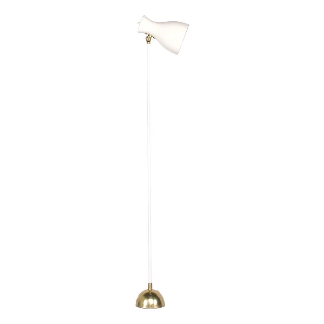 Floor Lamp in Brass and Lacquered Metal, Switzerland, 1950s. For Sale