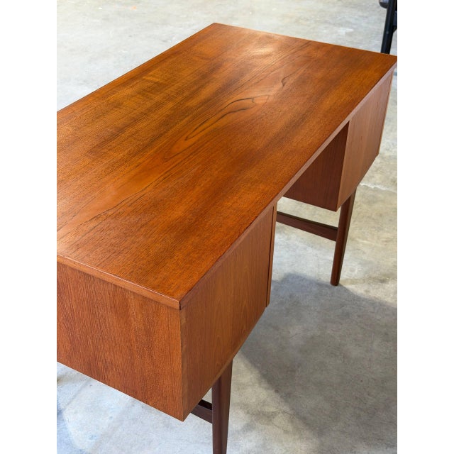 1960s Vintage Danish Teak Executive Desk Mid Century Modern Scandinavian 6 Drawer For Sale - Image 5 of 10