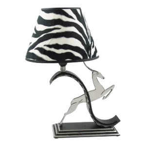 Michel Zadounaisky Art Deco Antelope Wrought Iron and Chrome Table Lamp