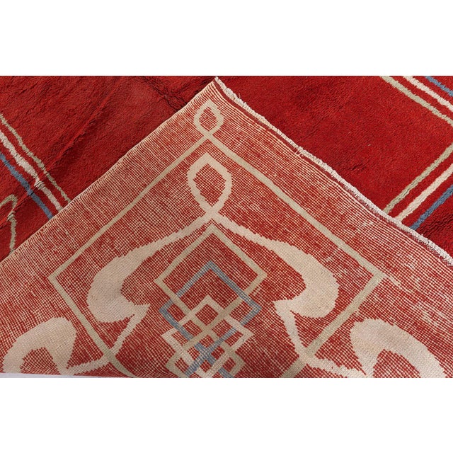 Doris Leslie Blau 1940s Vintage European Art Deco Rug in Crimson & Ivory For Sale - Image 9 of 9