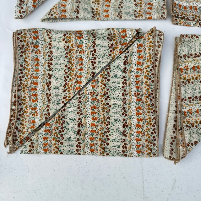 Tan 1970s Handmade Calico Print Earth Tone Napkins- Set of 7 For Sale - Image 8 of 8