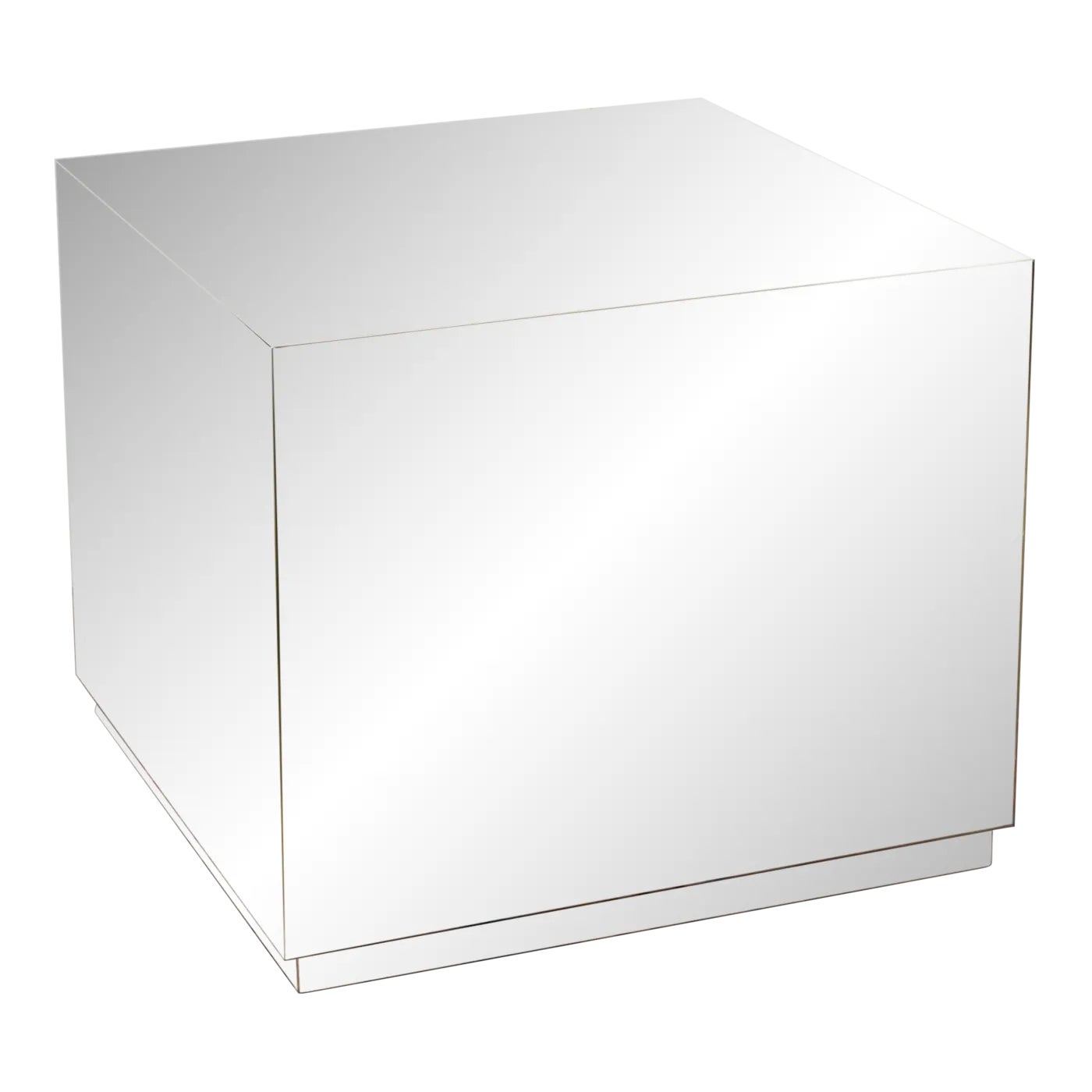 Italian Post Modern Mirrored Steel Cube Table | Chairish