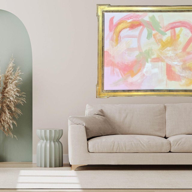 Abstract Painting Pink #2 on Stretched Canvas For Sale - Image 4 of 15