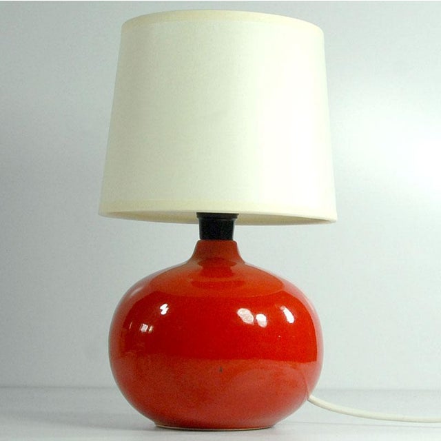 Ceramic Small Vintage Red Glazed Ceramic Table Lamp, 1980s For Sale - Image 7 of 7