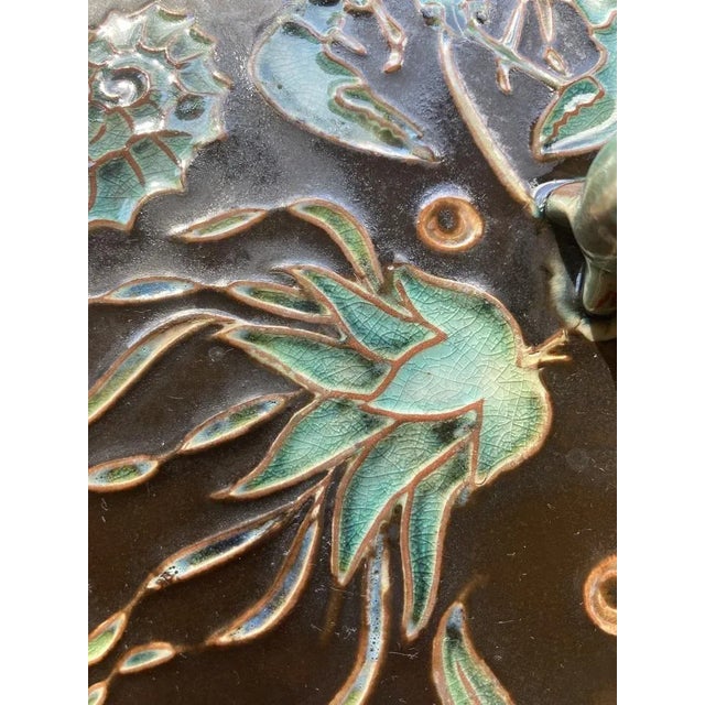 Ceramic Large Art Deco Lidded Boxes with Marine Animals by Gustav Heinkel from Karlsruher Majolika, 1937, Set of 2 For Sale - Image 7 of 15