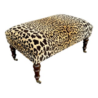 George Smith Standard Style Leopard Ottoman For Sale