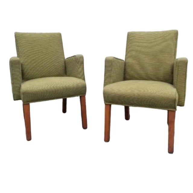 Wood Mid Century Modern Green Lounge Chairs by Milwaukee Chair Company for Upholstery - Pair For Sale - Image 7 of 7