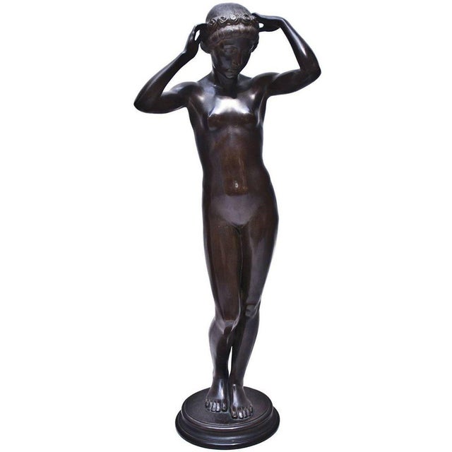 Bronze Sculpture “Nude of Young Woman” by K. Gabriel, 1913 For Sale - Image 6 of 6
