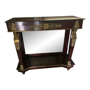 Early 20th Century Egyptian Revival French Empire Mahogany Gilt and Mirrored Pier Table