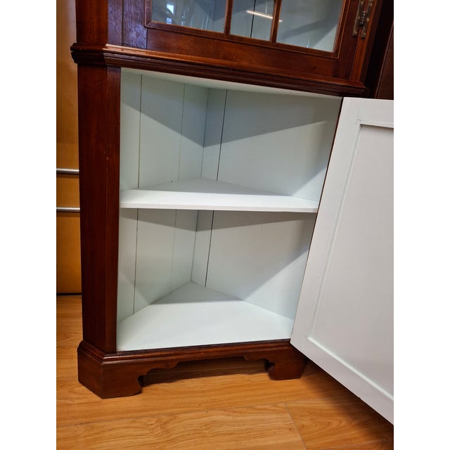 Wood Regency Style Mahogany String Inlay Corner Cabinet For Sale - Image 7 of 7