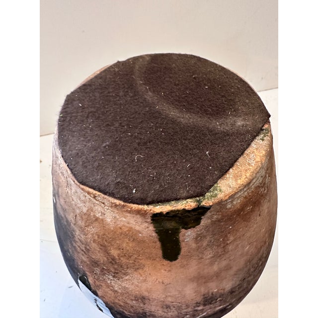 French Vintage Vessel With Green Glaze Accents For Sale - Image 9 of 9