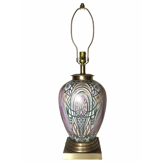 Vintage Hand Painted Frederick Cooper Ceramic Table Lamp For Sale - Image 10 of 10